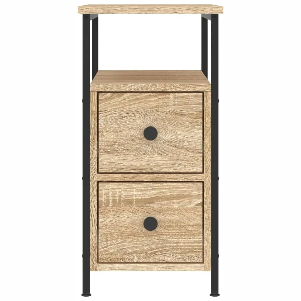 vidaXL Nachtkastjes 2 st 30x60x60 cm bewerkt hout sonoma eikenkleurig, foto 4