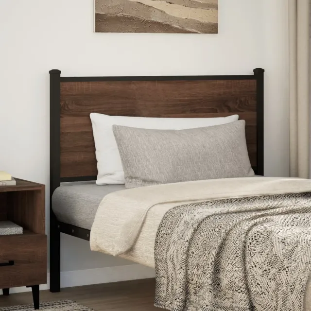 vidaXL Vervangend hoofdbord 100 cm bewerkt hout en staal bruin eikenkleurig