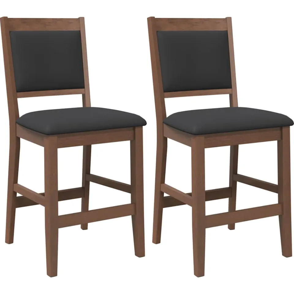 vidaXL Barkrukken met kussens 2 stuks Bruin massief hout rubber