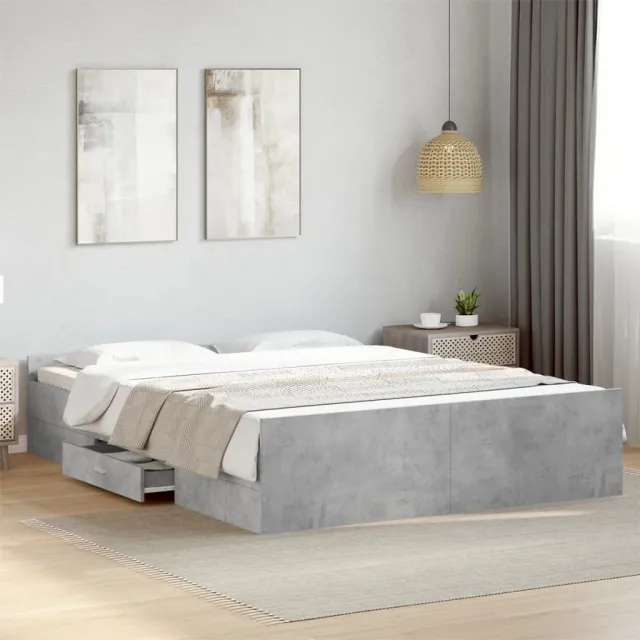 vidaXL Bedframe met lades bewerkt hout betongrijs 150x200 cm