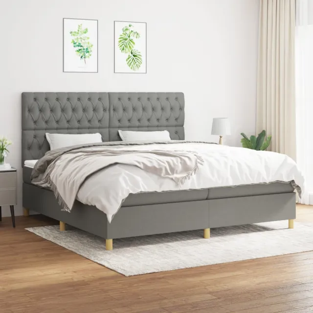 vidaXL Boxspring met matras stof donkergrijs 200x200 cm grijs