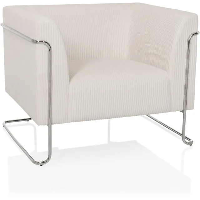 hjh LIVING Loungestoel Curacao Cord 1-Zits Stof Wit hjh OFFICE