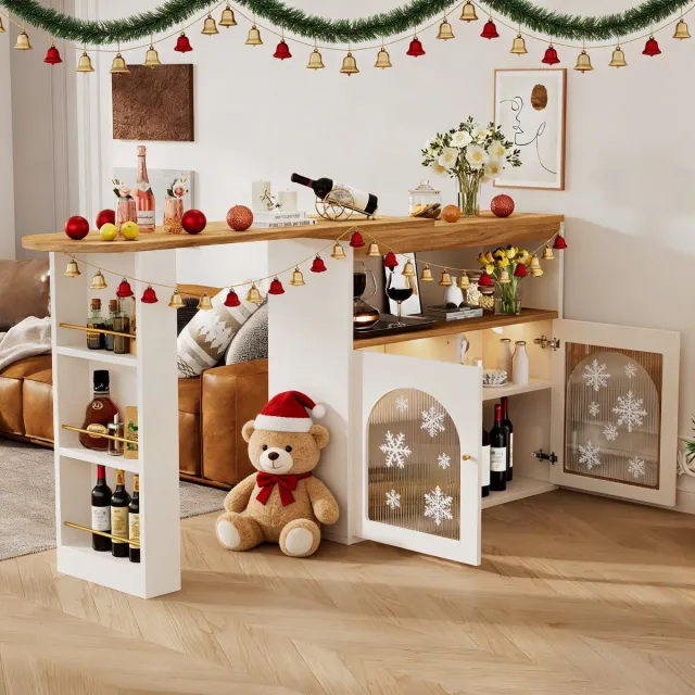 REDOM Eettafel 138-193x39x105 cm van MDF en metaal, uitschuifbaar met 1m verstelbare LED-lichtstrip Wit