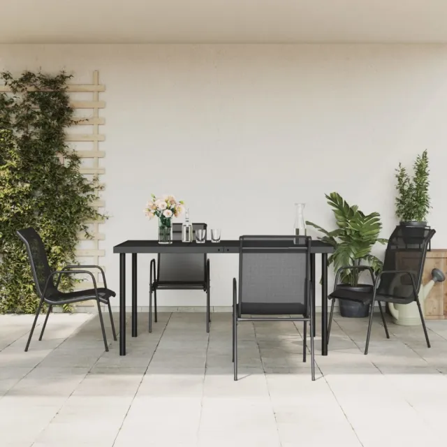 vidaXL 5-delige Tuinset textileen en staal zwart, foto 2