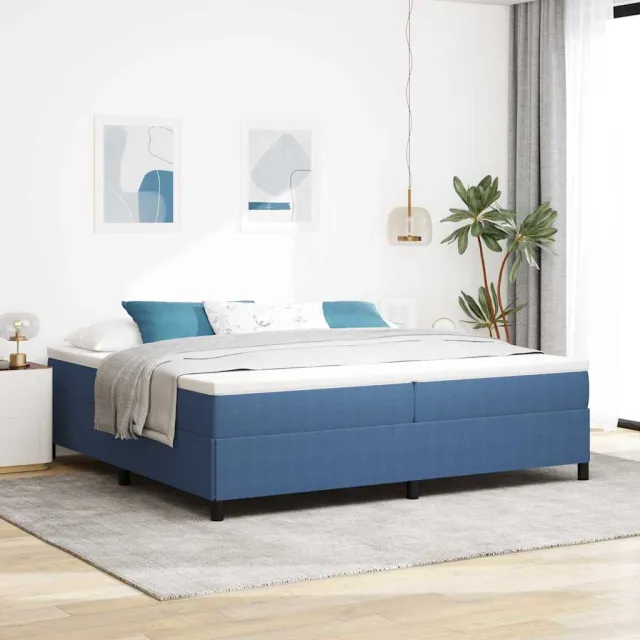 vidaXL Boxspringbed Blauw 200 x 200 cm Katoen Stof