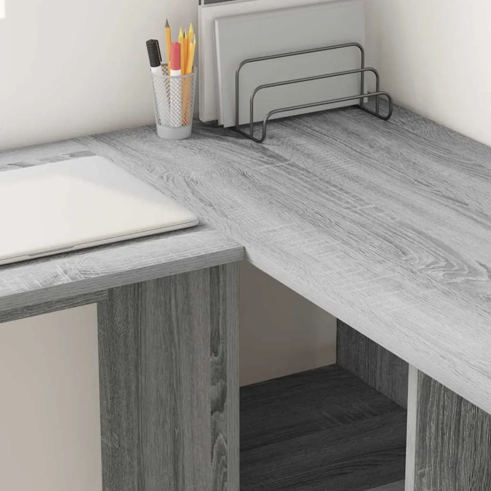 vidaXL Hoekbureau Grijs Sonoma 142 x 102 x 73 cm Bewerkt hout, foto 3