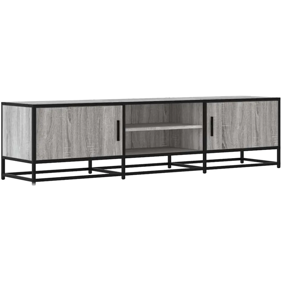 vidaXL Tv-meubel 160x35x41 cm bewerkt hout metaal grijs sonoma eiken, foto 3