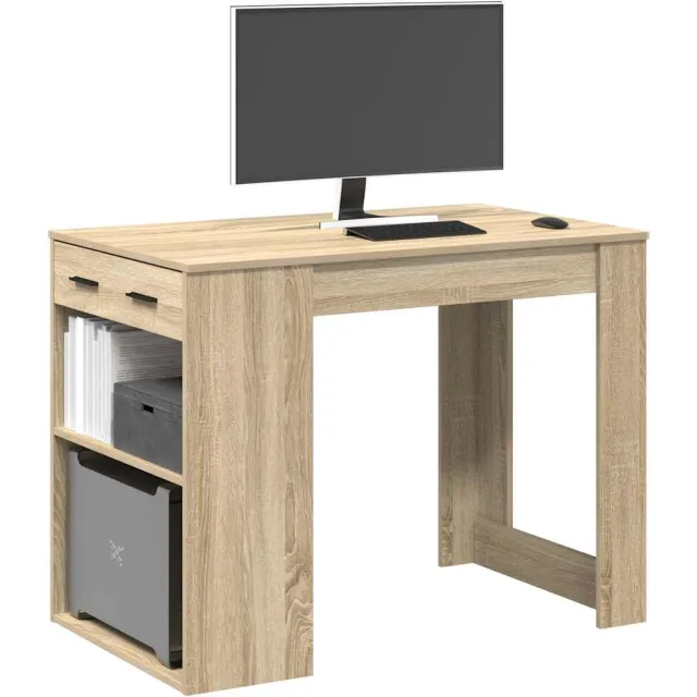 vidaXL Bureau met lade&plank 102x62x77,5 cm bewerkt hout sonoma eiken Bruin