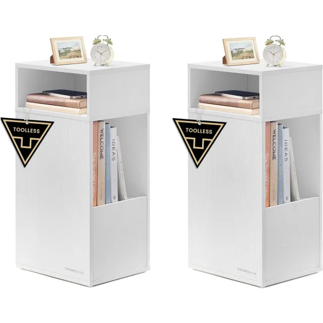 Conway Living Nachtkastje - Set van 2 Nachtkastjes - Bijzettafel - Smal - Voor Kleine Ruimtes - 3 Lades - Wit 30x60x25 cm - Toolless Assembly – in 10 minuten klaar