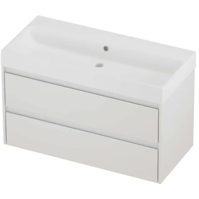 Proline Podium Badmeubelset Polystone Loft 100x46x62 cm Mat White Glans Wit