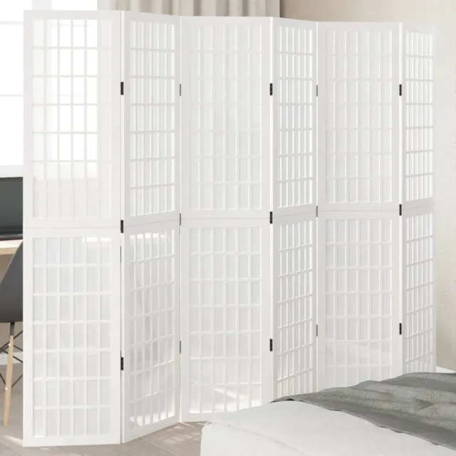 vidaXL Kamerscherm met 6 panelen massief paulowniahout wit, foto 2