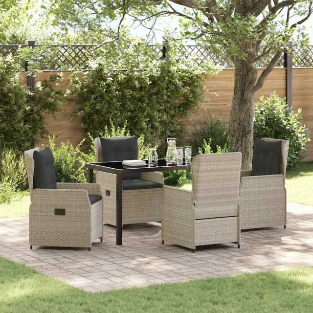 vidaXL Tuin eettafelset 5 st Lichtgrijs poly rattan