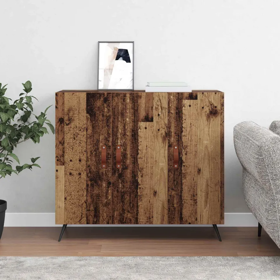 vidaXL Dressoir Oudhout 89,5 x 34 x 80 cm Bewerkt hout bruin, foto 4
