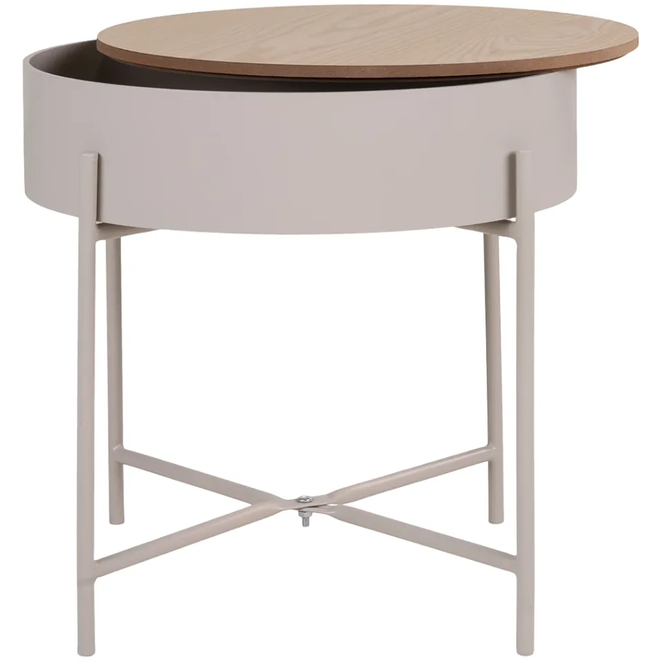 Artichok Sef metalen bijzettafel beige - met opbergruimte - Ø 40 cm, foto 3