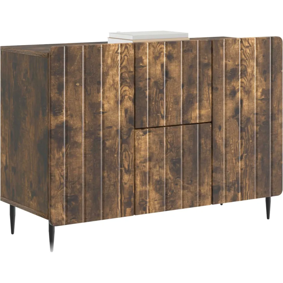 vidaXL Dressoir met lade Gerookt eiken 89 x 34,5 x 62 cm Bewerkt hout Bruin