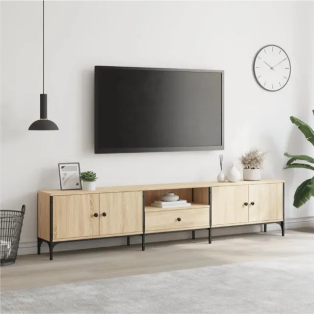 vida xl Tv-meubel met lade 200x25x44 cm bewerkt hout sonoma eikenkleur