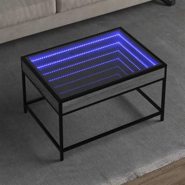 vidaXL Salontafel met Infinity LED 70x50x41 cm grijs sonoma eikenkleur, foto 2