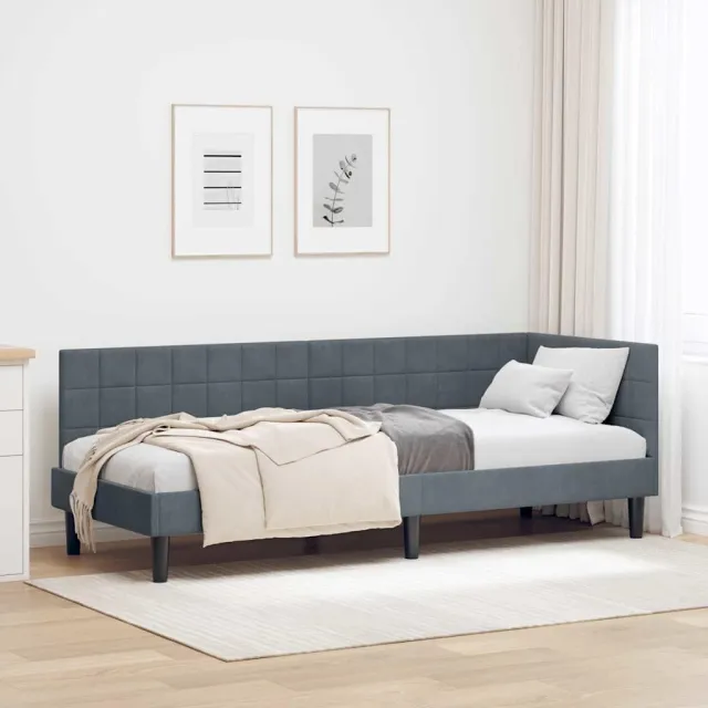 vidaXL Hoekbedframe Donkergrijs 80 x 200 cm fluweel
