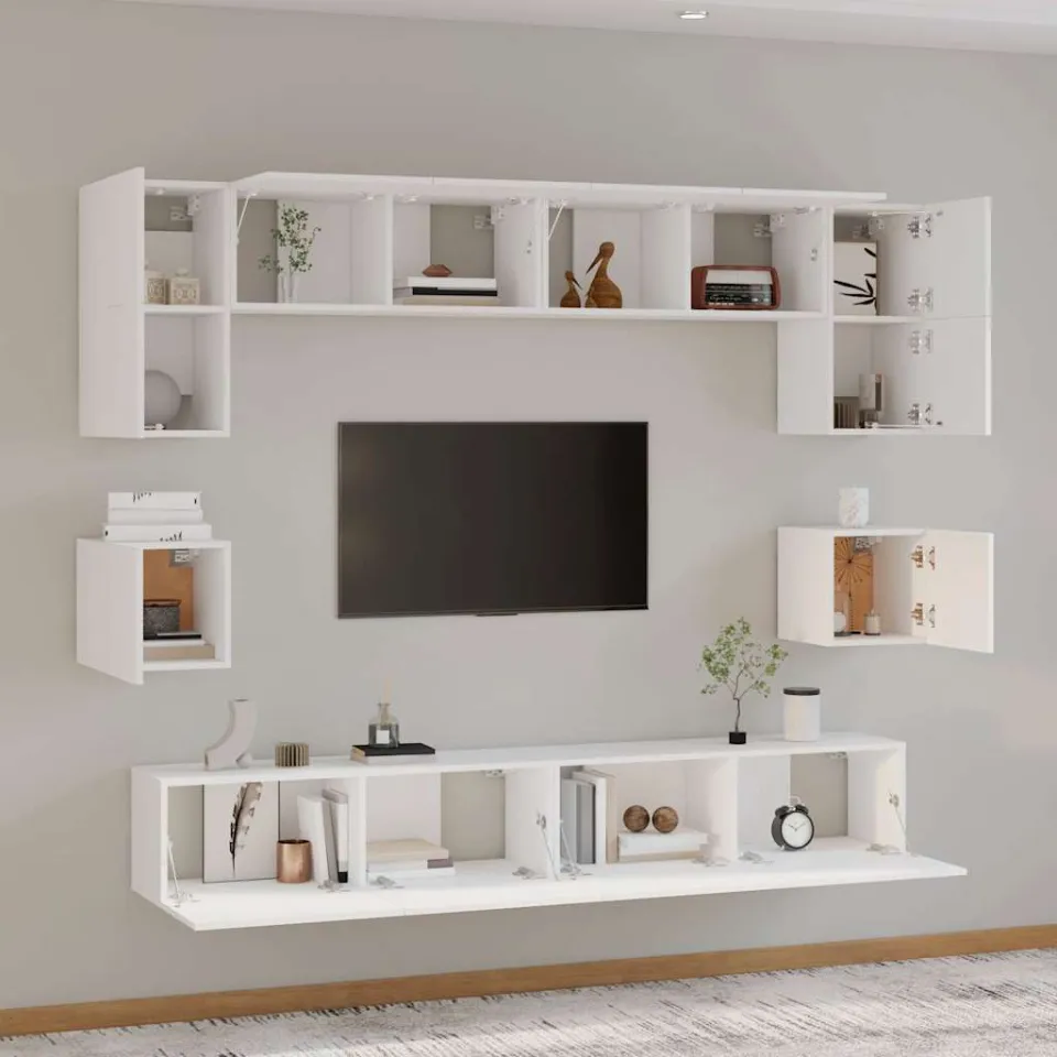 vidaXL 8-delige Tv-meubelset bewerkt hout wit, foto 3