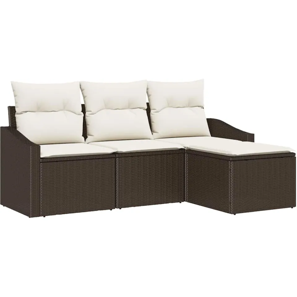 vidaXL Bankstel 4 st Bruin poly rattan