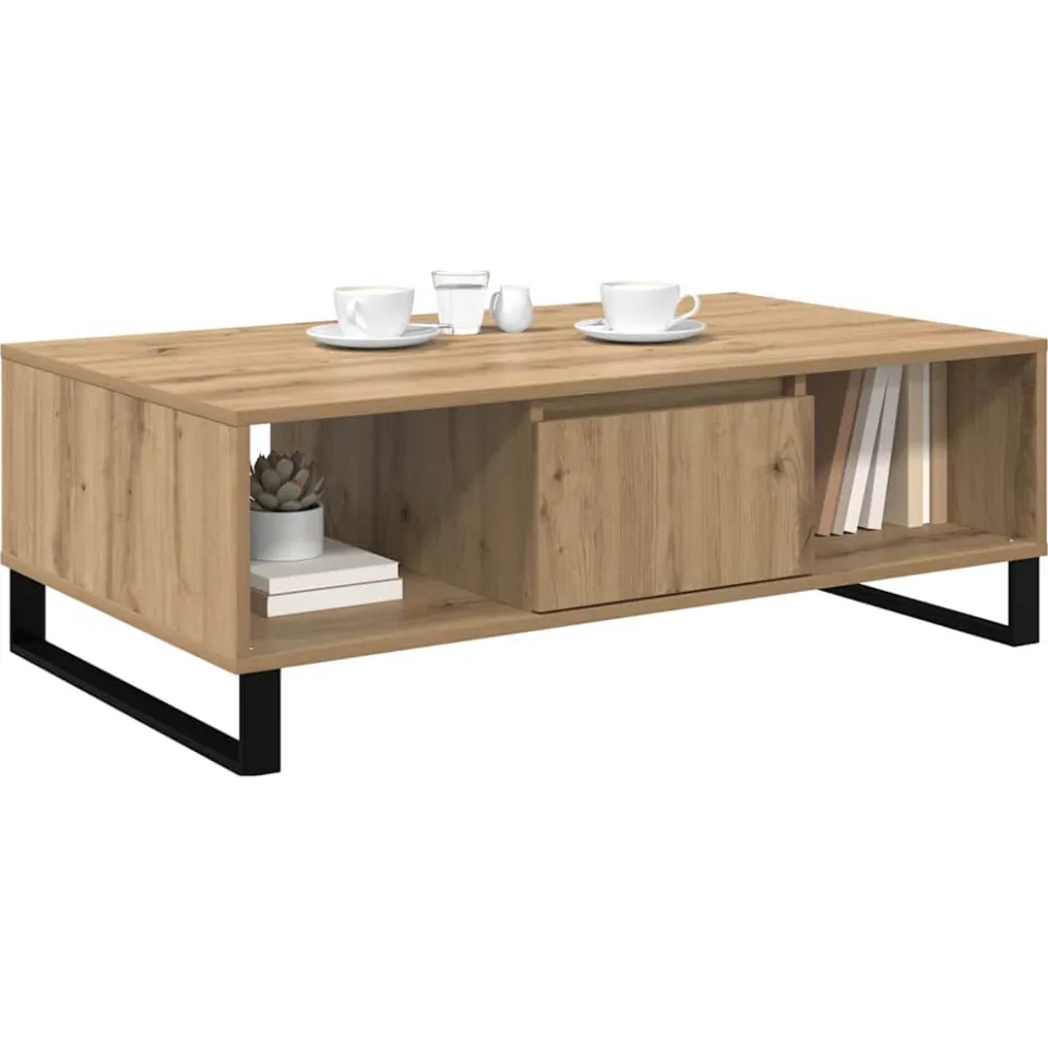 vidaXL Salontafel Artisan Eiken 104 x 60 x 35 cm Bewerkt hout