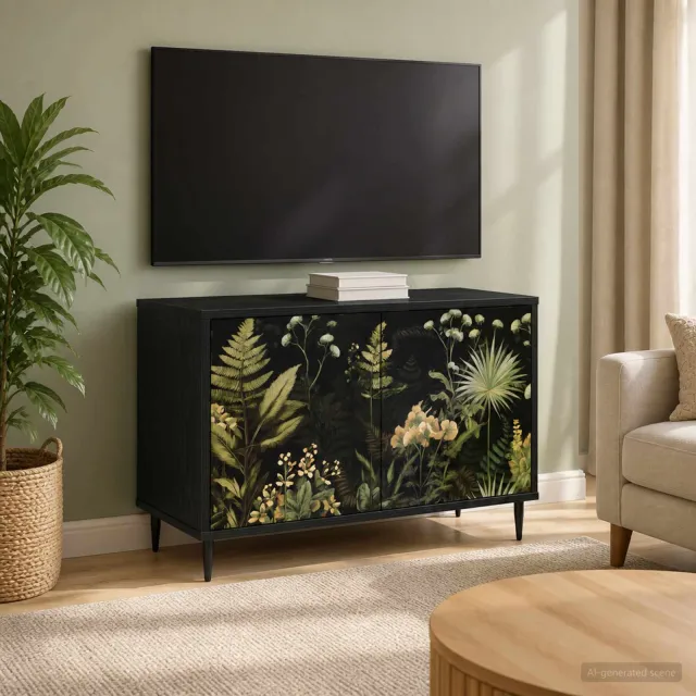 vidaXL Tv-meubel RHENEN 69 x 33 x 50,5 cm Zwart eiken Bewerkt hout