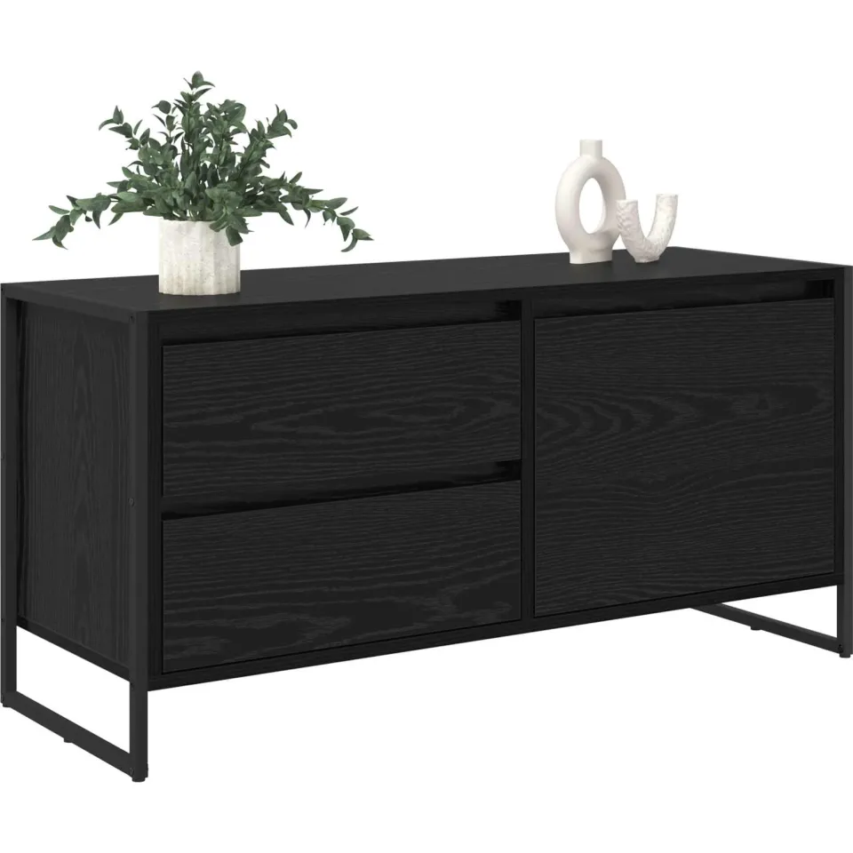 vidaXL TV-kast 100 x 36 x 49.5 cm Zwart Eiken Bewerkt hout