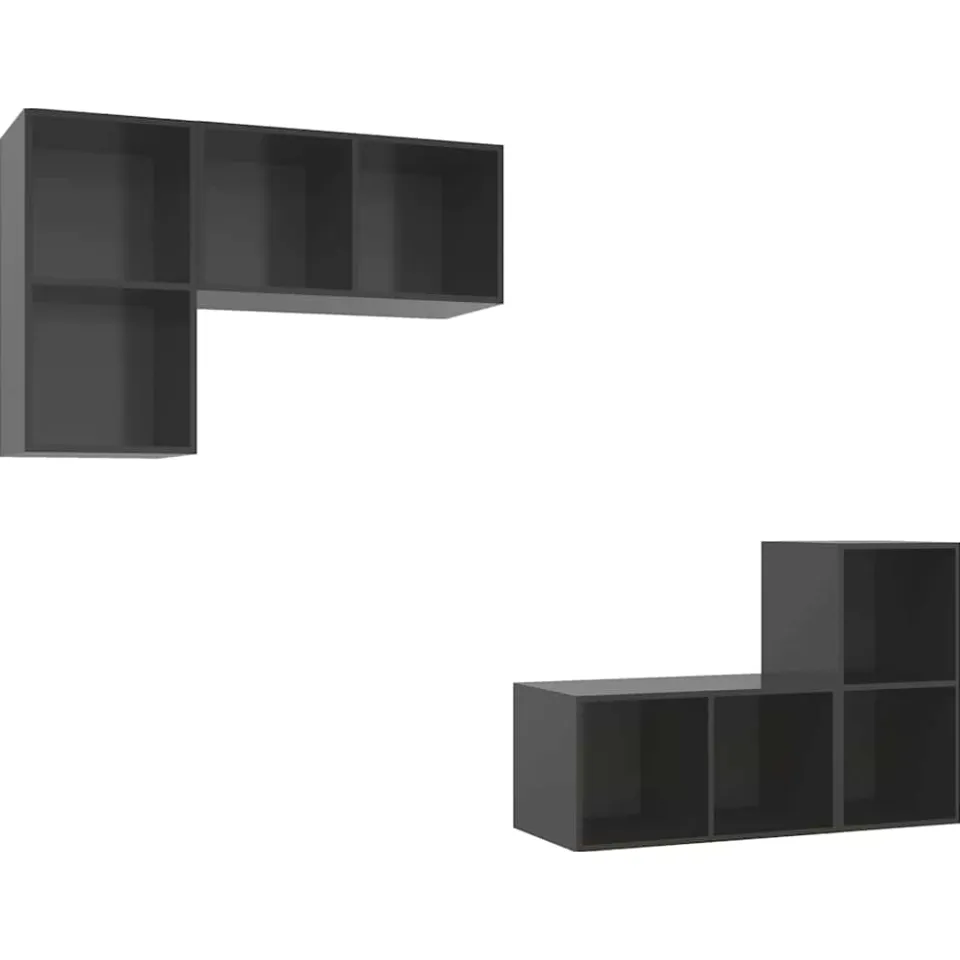 vidaXL Tv-wandmeubelen 4 st bewerkt hout hoogglans grijs, foto 3