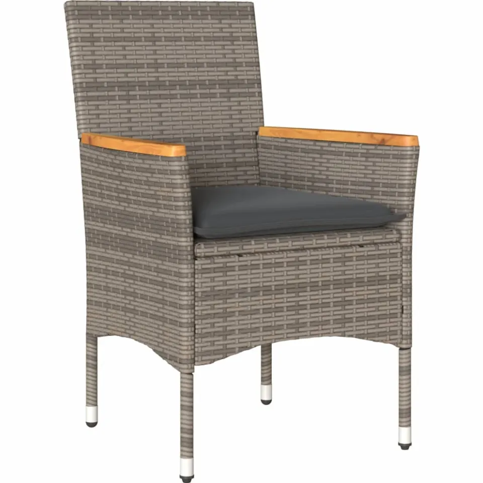 vidaXL 5-delige Tuinset met kussens poly rattan en glas grijs