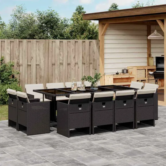 vidaXL 13-delige Tuinset met kussens poly rattan bruin, foto 2