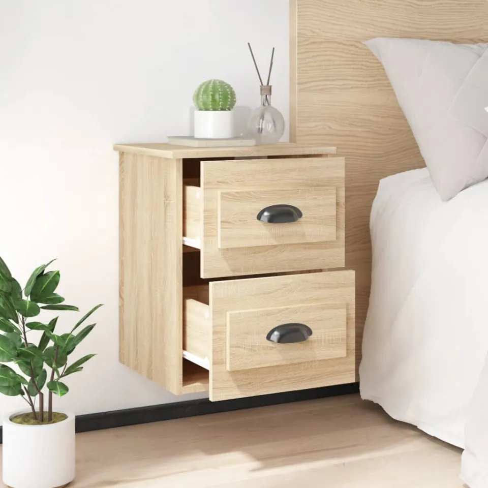 vidaXL Nachtkastjes 2 st wandgemonteerd 41,5x36x53 cm sonoma eiken, foto 4
