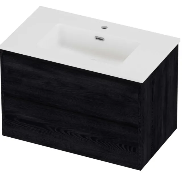 Proline Tribute Badmeubelset Porselein Elegant Greeploos 80x46x54 cm Mat White Black Oak Eiken