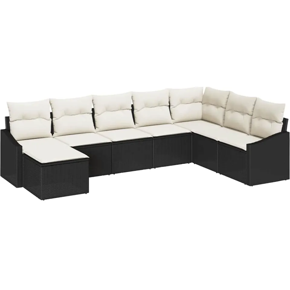 vidaXL Tuin Sofa Set 8 st Zwart en Crème poly rattan