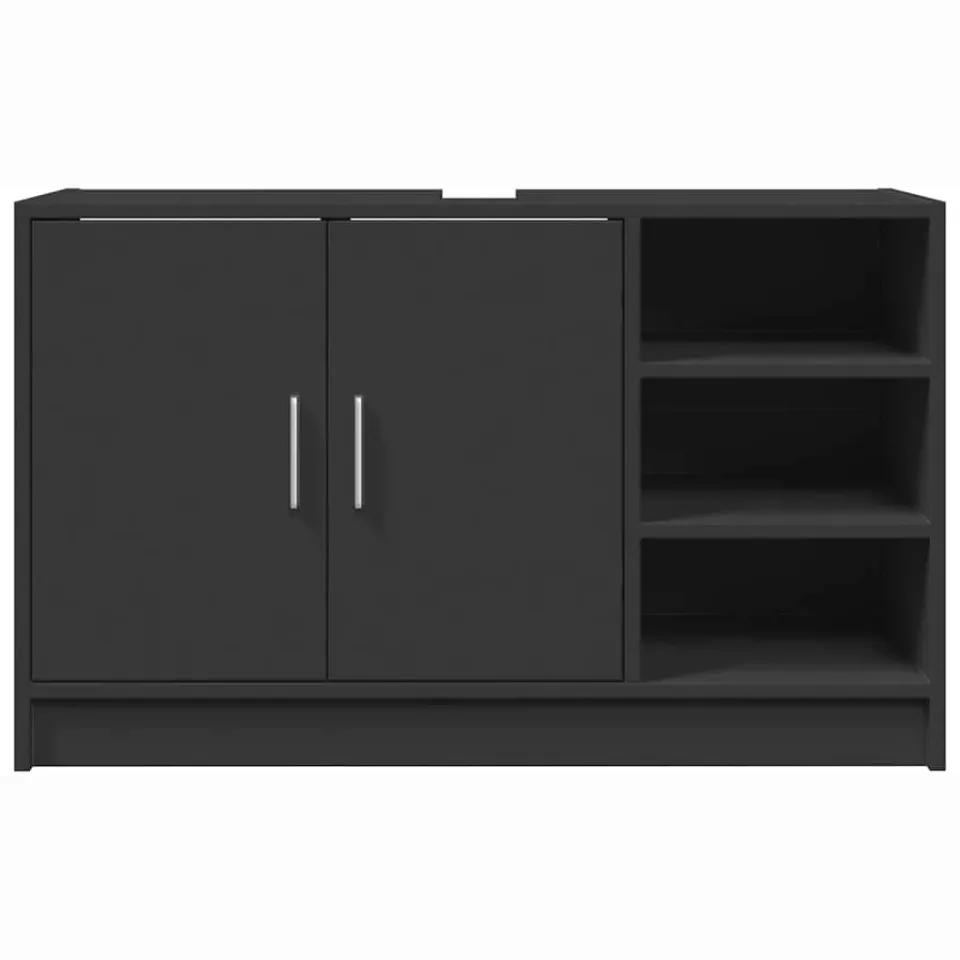 vidaXL Wastafelkast 90x29x55 cm bewerkt hout zwart, foto 4
