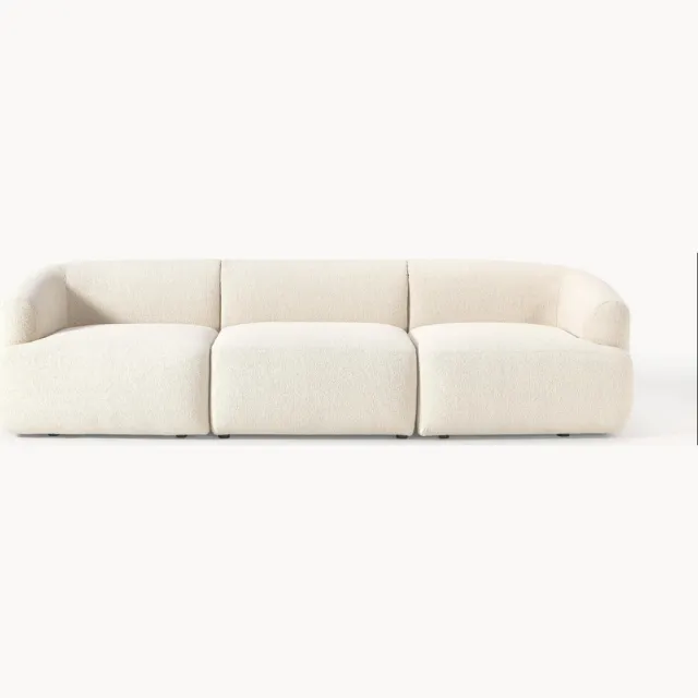 Westwing Collection Modulaire bouclé bank Sofia (3-zits) Wit