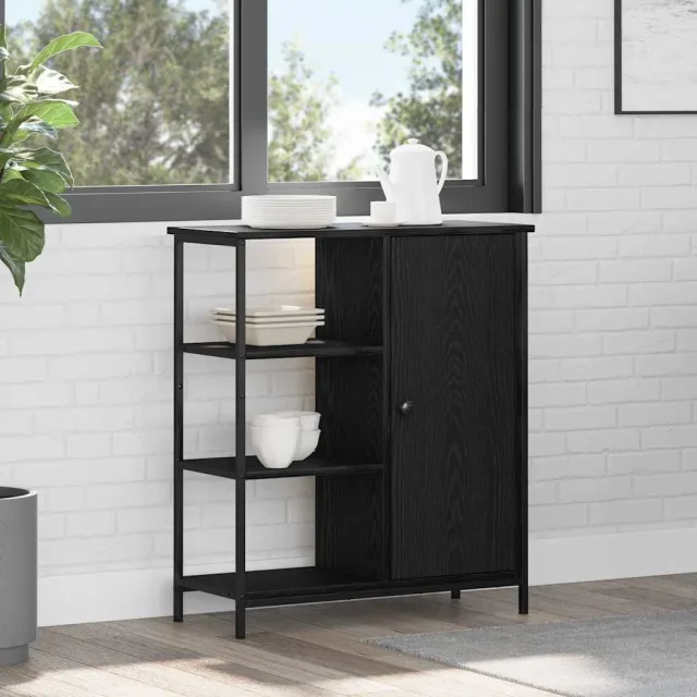 vidaXL Dressoir Zwart Eiken 70 x 30 x 80 cm