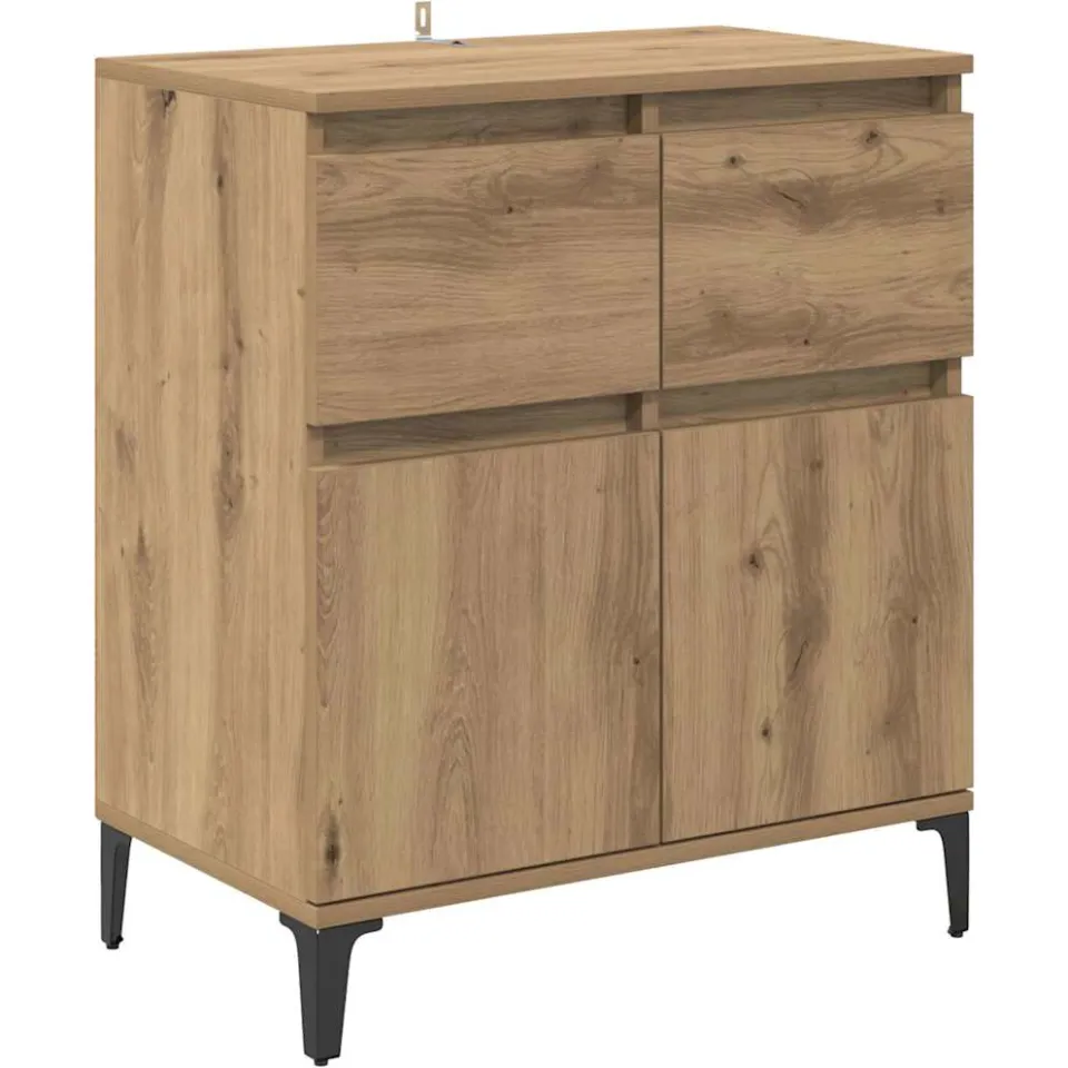 vidaXL Dressoir Artisan Eiken 60 x 35 x 70 cm Gemonteerd hout en ijzer, foto 3