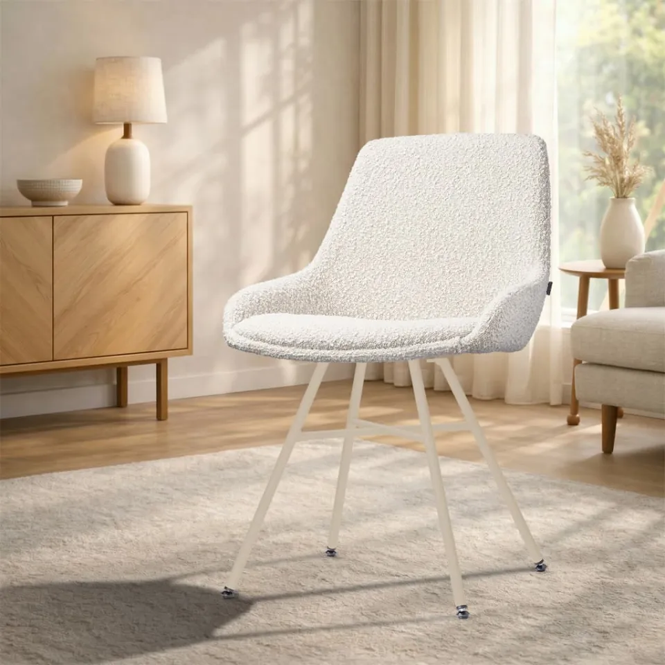 Nolon Noa-Isa eetkamerstoel bouclé beige - beige onderstel, foto 3