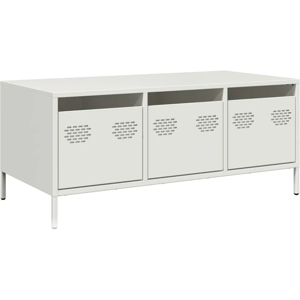 vidaXL Salontafel 101,5x50x43,5 cm koudgewalst staal wit, foto 3