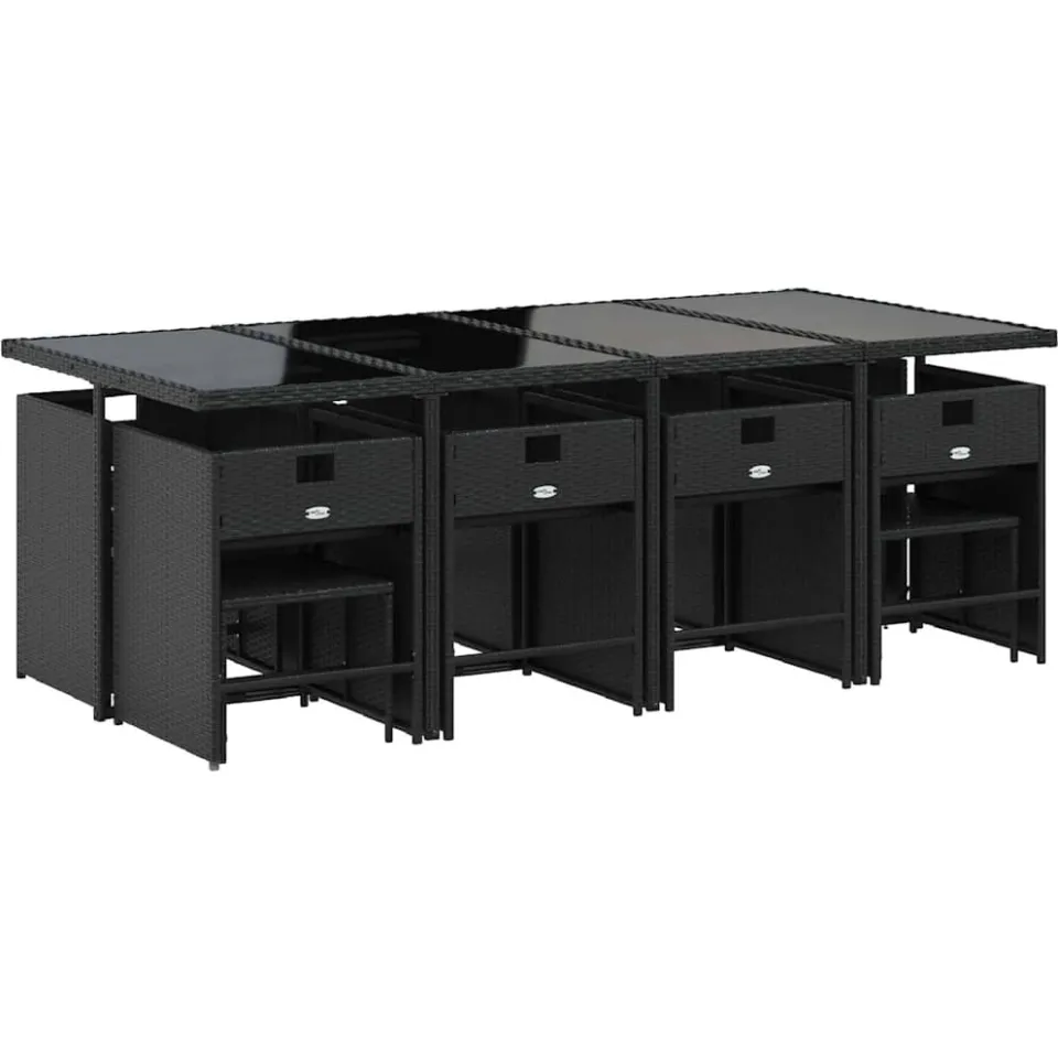 vidaXL 13-delige Tuinset met kussens poly rattan zwart, foto 4