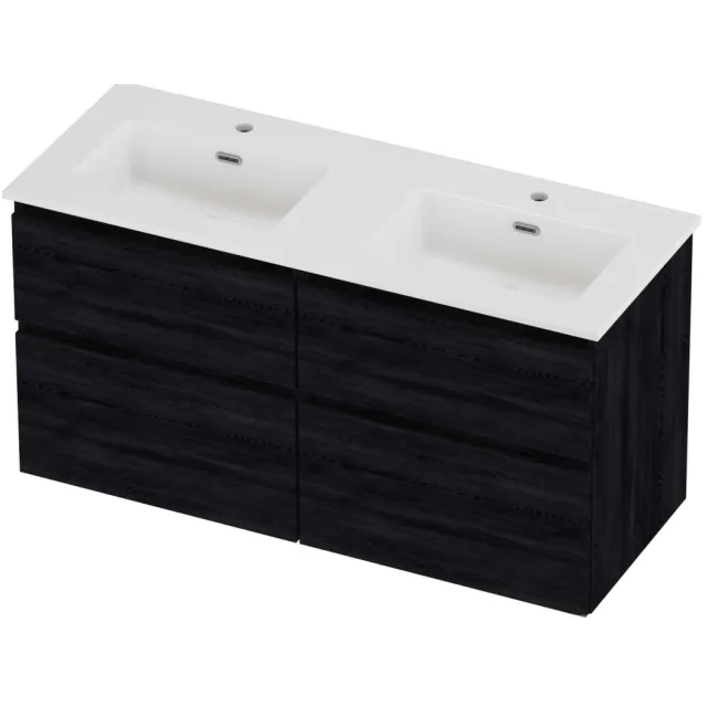 Proline Tribute Badmeubelset Porselein Elegant 2 Kraangaten 120x46x62 cm Glans Wit Black Oak