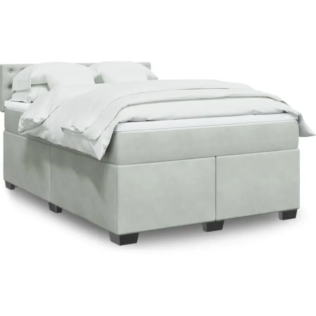 vidaXL Boxspring met matras fluweel lichtgrijs 140x200 cm grijs