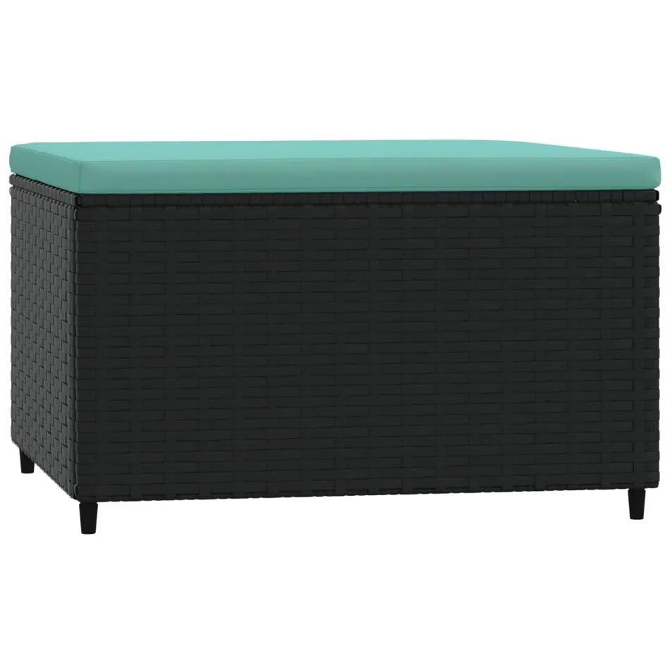 vidaXL Voetensteun met kussen poly rattan zwart