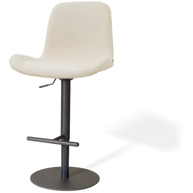Nolon Niva-Fé draaibare tulp barkruk cottonbeige - verstelbaar - mat zwart onderstel