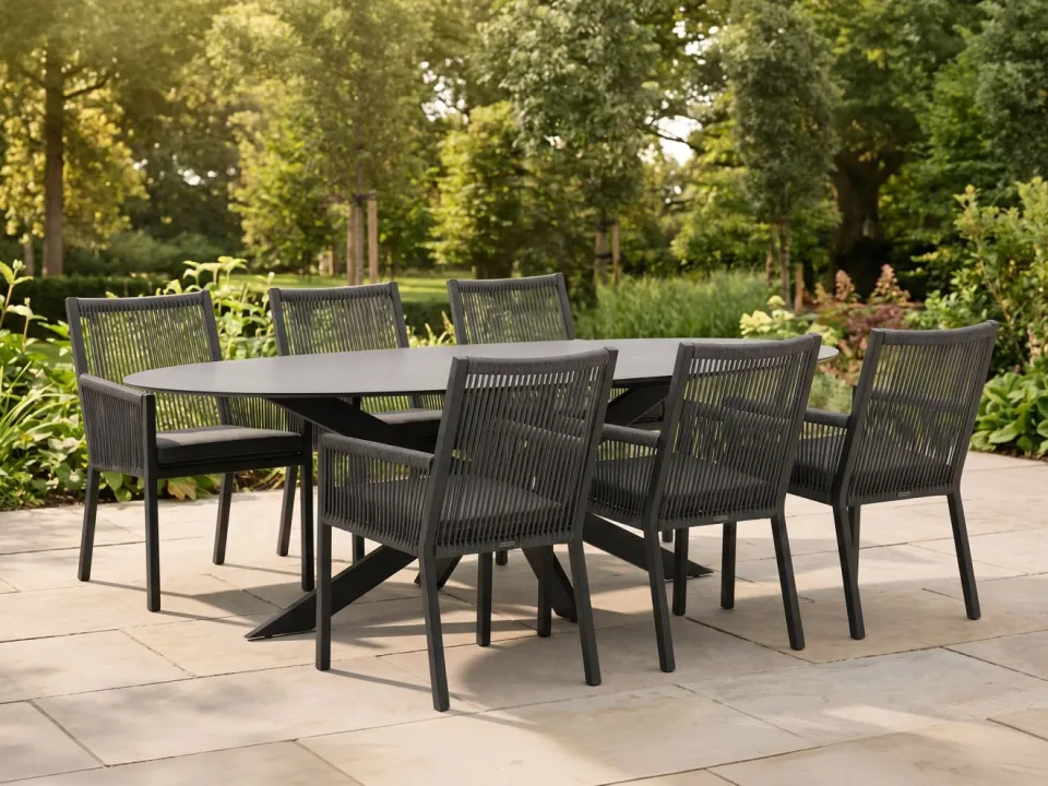 Manifesto Furniture Manifesto Rivola/Furato ellips 200cm dining tuinset 7-delig, foto 4