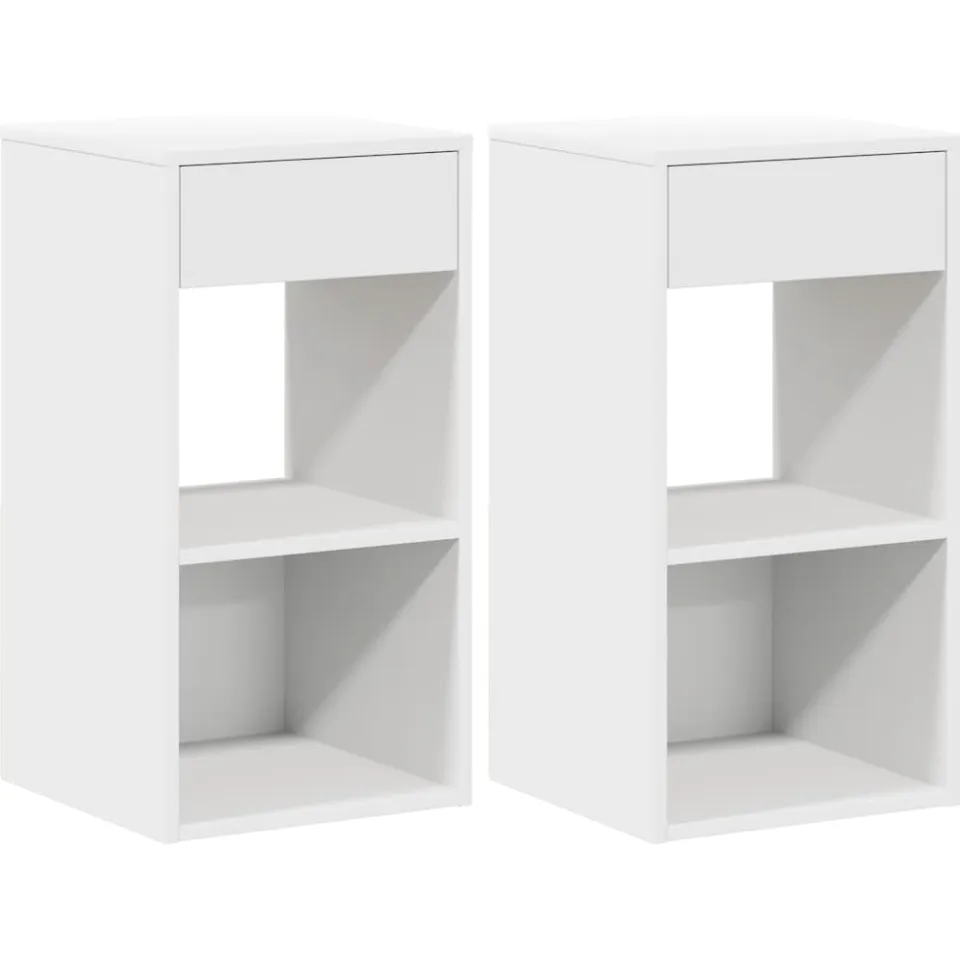 vidaXL Nachtkastjes 2 st met lade 35x34x66,5 cm wit, foto 3