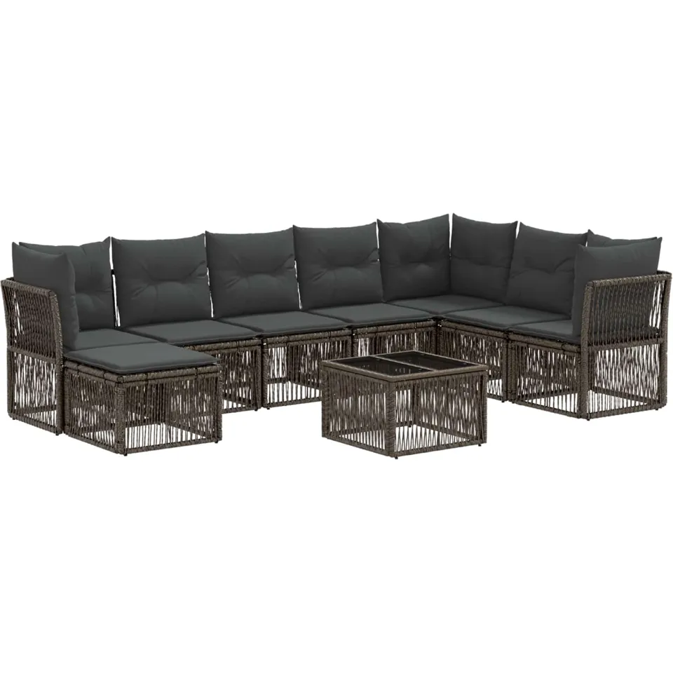 vidaXL Tuinbankenset 9 st Grijs poly rattan, foto 3