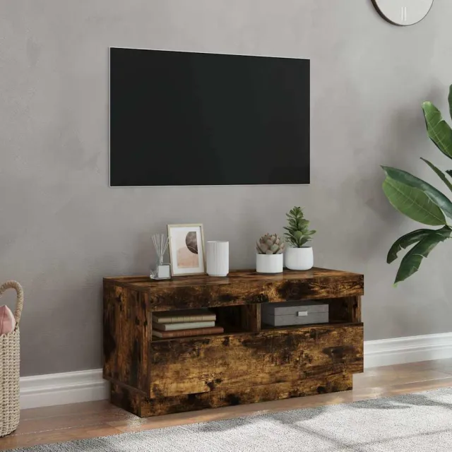 vidaXL Tv-meubel met LED-verlichting 80x35x40 cm gerookt eikenkleurig Bruin