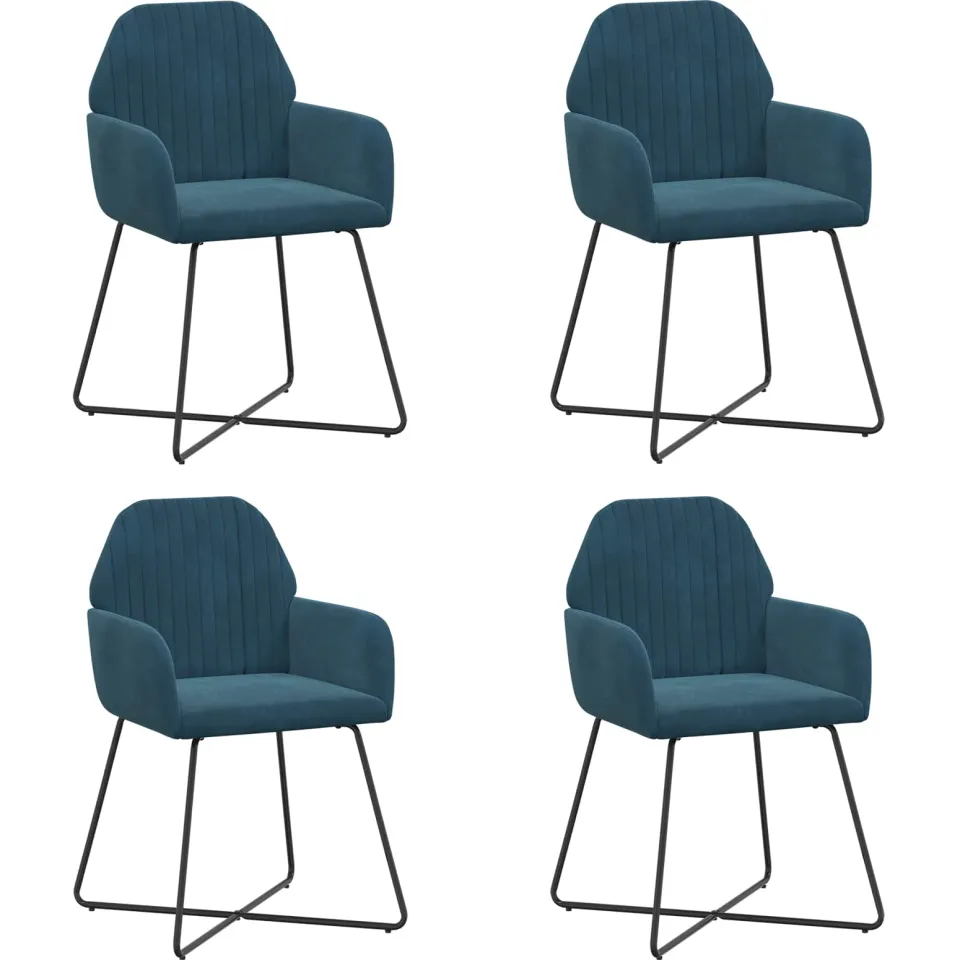vidaXL Eettafelstoelen 4 st fluweel Blauw 55 x 50 x 84 cm, foto 3
