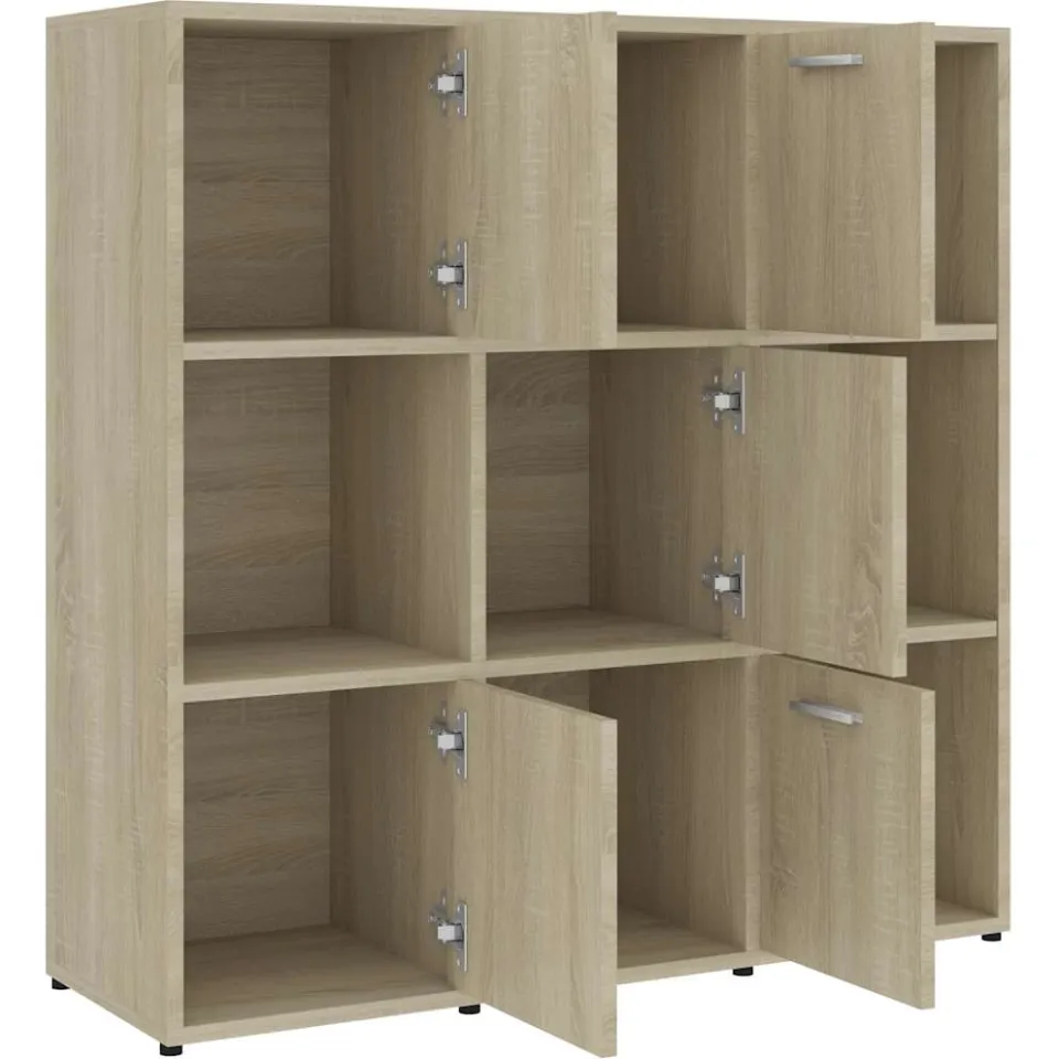 vidaXL Boekenkast 90x30x90 cm bewerkt hout sonoma eikenkleurig, foto 4